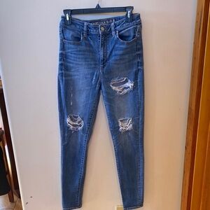 American Eagle Classic Blue Distressed Jeggings